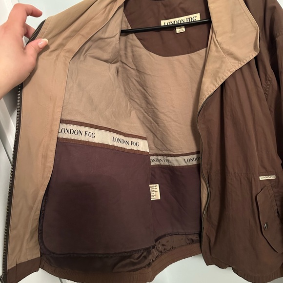 Men’s London Fog Brown Jacket with Tan Collar As is - Picture 5 of 10